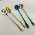 thumbnail image 5 of Long-handled ice tea spoon, cocktail stir spoons, stainless steel coffee spoons, Colored ice cream scoop, 5 of 6