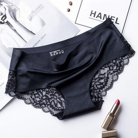 

Clearance Sale!Women Lace Panties Luxury Seamless Plus Size Solid Color Underwear Low Waist Female Slim Briefs Black L