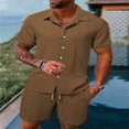 thumbnail image 3 of Conjunto de camiseta y pantalones cortos de verano para hombre, ropa deportiva multicolor de 2 piezas, camiseta y pantalones cortos, 3 of 5