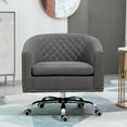 thumbnail image 4 of AVAWING Swivel Accent Chair Soft Padded Club Chair Barrel Accent Armchair with Silent Wheels, Upholstered Rivet Chair for Living Room, Bedroom, Reception Room, Office (Grey), 4 of 8