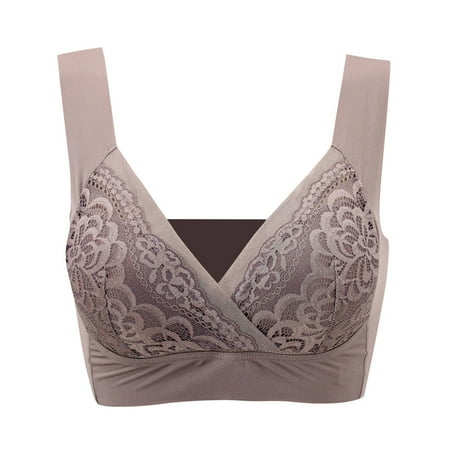 

YWDJ Sports Bras Women Air Permeable Extra Support Wirefree Lace Bra Purple M