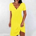 thumbnail image 2 of TAGOLD Womens Summer Dress Clearance,Plus Size Casual Dress for Womens,Women's Fashion Solid Color Short Short Sleeve V-Neck Mid-Calf Dress, 2 of 5