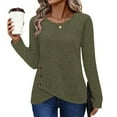 thumbnail image 2 of FAIWAD Long Sleeve Tops for Women Crew Neck Button Decor Knit Tunic Tops Casual Fall Winter Layering Blouse, 2 of 9