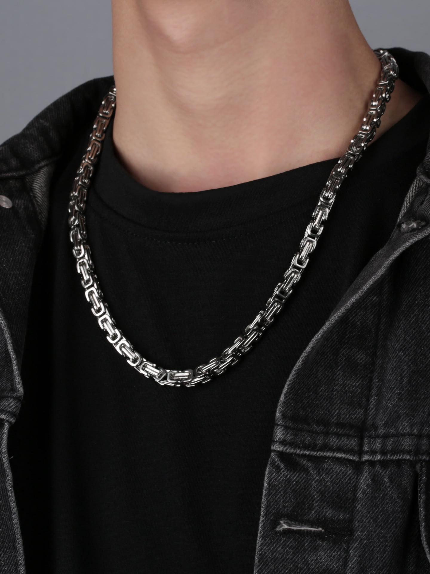 Fashion Trend Hip-Hop Stainless Steel Necklace for Men - Versatile American Style Titanium Steel Emperor Link Necklace