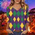 thumbnail image 4 of Mujeres Tres Cuartos de Manga Tops Navidad Impreso Suelto Casual V Cuello Camiseta Suéter Top para Fiesta Y Vacaciones, 4 of 5