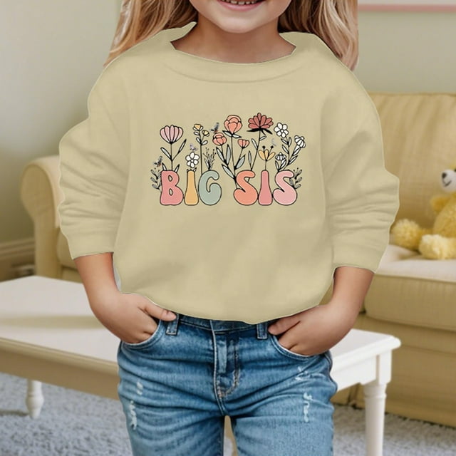 Chandails pour Enfants à Manches Longues, Chandail Imprimé pour Filles, Chandail à Col Rond, Blouse, Chemise, Hauts, Vêtements d'Hiver, Vêtements pour Filles 8-9 Ans