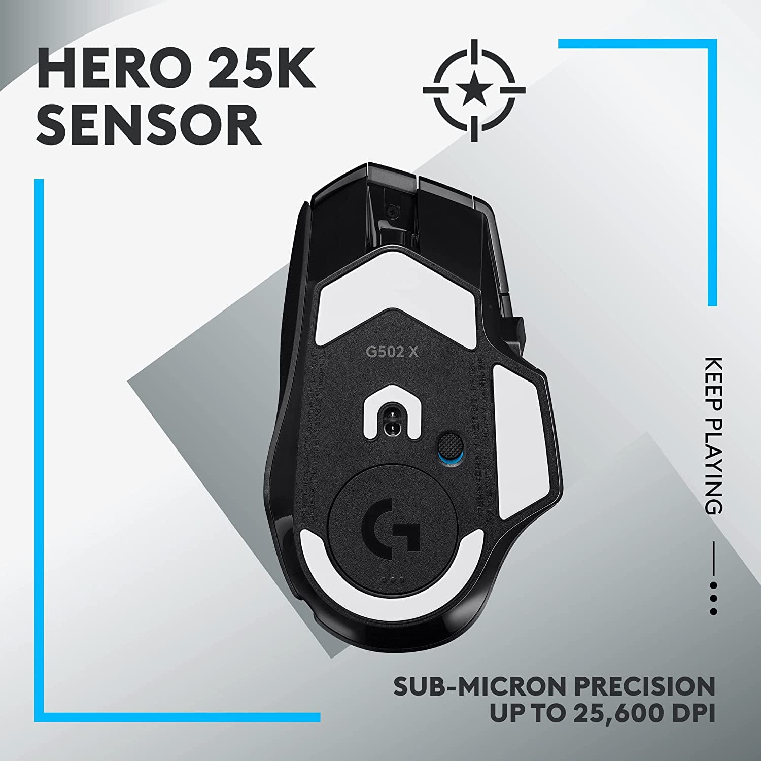 Logitech G502 X LIGHTSPEED Wireless Gaming Mouse - Optical mouse with LIGHTFORCE hybrid optical-mechanical switches, HERO 25K gaming sensor, compatible with PC - macOS/Windows - Black