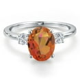 thumbnail image 3 of Gem Stone King 14K White Gold Twilight Orange Mystic Quartz and White Lab Grown Diamond Engagement Ring for Women | 2.90 Cttw | Oval 10X8MM | Gemstone Birthstone | Size 8, 3 of 6