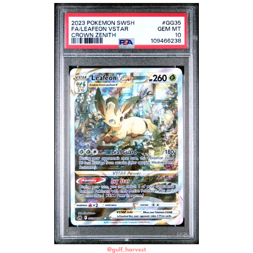 PSA 10 Pokemon Sword & Shield Crown Zenith Leafeon VSTAR Full Art Graded Card GG35/GG70 GEM MINT