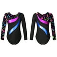 thumbnail image 5 of Doomiva Kids Girls Print Long Sleeve Gymnastics Dance Leotard Yoga Ballet Bodysuit Biketard Unitard Star Black 10, 5 of 6