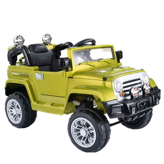 Patiojoy 12V Electric Toy Car Kids Ride On Truck w/ RC Remote Control Lights Music MP3 Green