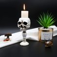 thumbnail image 3 of Candelabro de calavera - Candelabro de mesa con forma de cabeza de esqueleto de calavera, estilo retro espeluznante, para mesa, para decoración de hogar, oficina, bar, fiesta, cementerio, 3 of 5