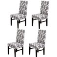 thumbnail image 1 of Dining Chair Cover Set of 4 Stretch Spandex Short Dining Chair Protective Cover Removable Chair Protector Seat Covers for Dining Room Wedding Banquet Party (Grey+White), 1 of 8