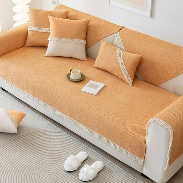 Xihbxyly Cojín de Sofá Color Crema, Suave para Todo Tipo de Clima, Antideslizante, Lavable a Máquina, Cómodo y Duradero, Ideal para El Salón, Disponible En Beige, Gris, Verde y Naranja, 90 X 180 Cm.