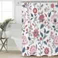 thumbnail image 4 of Shower Curtain, Farm Ombre Red Pink Floral Waterproof Shower Curtain Set with Hooks for Bathroom Showers,Stalls and Bathtubs,72x84In Blue Green Leaves, 4 of 9