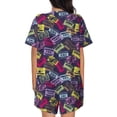 thumbnail image 4 of Womens Pajama Sets With Pocket, Retro Cassette Music Lounge Sets Short Sleeve Sleepwear PJ Sets for Women, 4 of 6