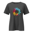 thumbnail image 4 of CAMERIARI Flower Short Sleeve Round Neckline Tshirts Shirts for Women, Size XL-4XL, Big&Tall, Gray, Women Casual Top Shirt Short Sleeve Printed T Shirt Round Neck Loose Soft Top, 4 of 4
