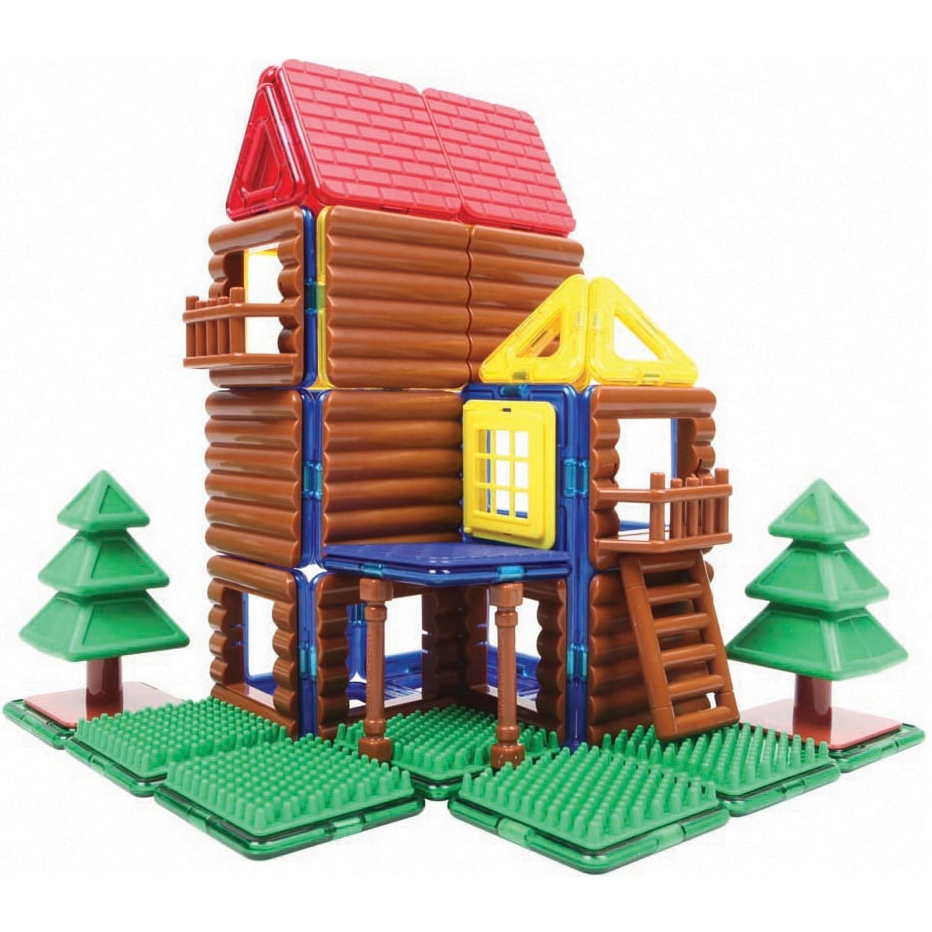 Magformers Log House 87 Pieces Rainbow Colors, Magnetic Geometric