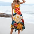 thumbnail image 4 of YDKZYMD Summer Casual Dresses for Women Floral Flowers Wedding Maxi Beach Boho Tank Dresses Hem Sundress Petite Sleeveless Midi Dress with Pockets Saffron M, 4 of 7