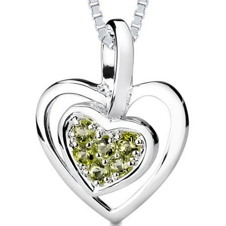Oravo 0.25ct Round Cut Peridot Heart Pendant in Sterling Silver