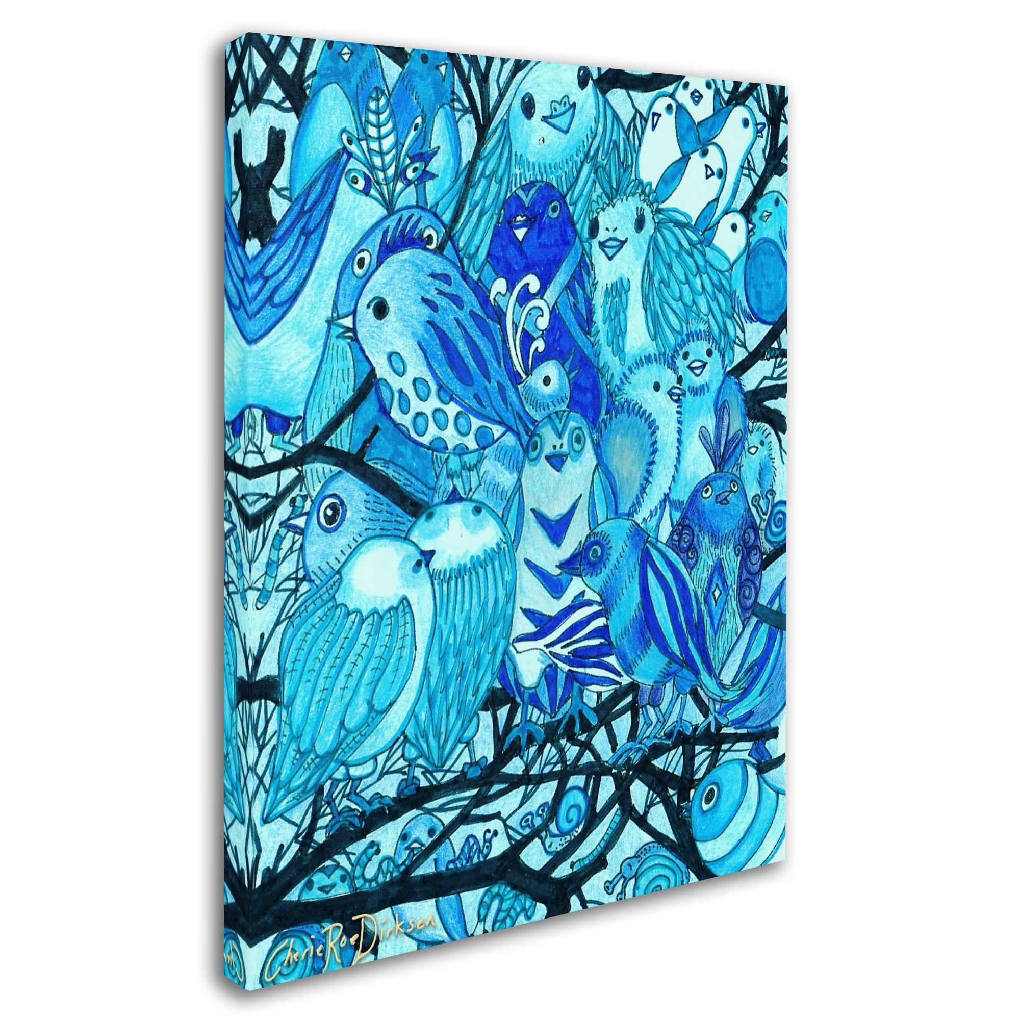 Trademark Fine Art Animals Canvas Art ' Blue Bird Montage ' by Cherie Roe Dirksen