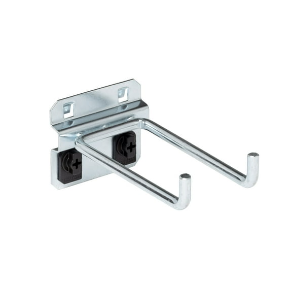 Triton Products® LocHook 4" Double Rod 90-Degree Bend 1/4"D Zinc Plated Steel Pegboard Hook for LocBoard, 5pk