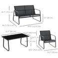 thumbnail image 3 of Outsunny Ensemble de Mobilier de Patio 4 Pcs avec Causeuse, Fauteuils et Table Basse, 3 of 10