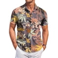 thumbnail image 3 of HAJWOH 2026 Summer Hawaiian Shirt for Men Casual Button Down Short Sleeve Summer Beach Shirts Loose Fit Floral Print Tropical Tops, 3 of 7