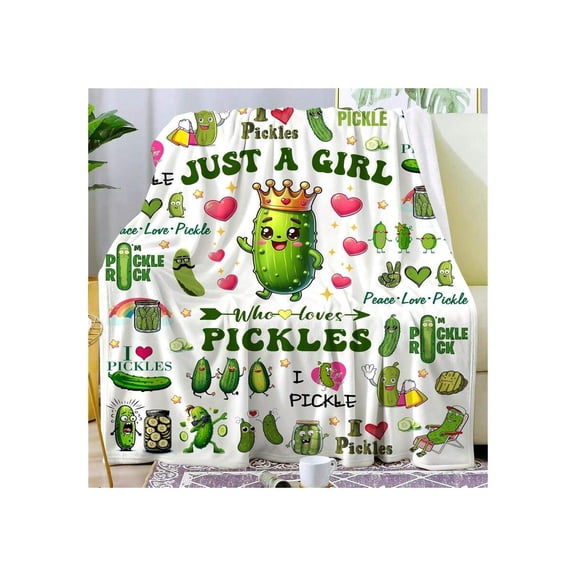 Pickle Lover Gift Blanket 50"x40" - Cozy Flannel Throw for Women Men, Birthday Christmas Sofa Bed Decor