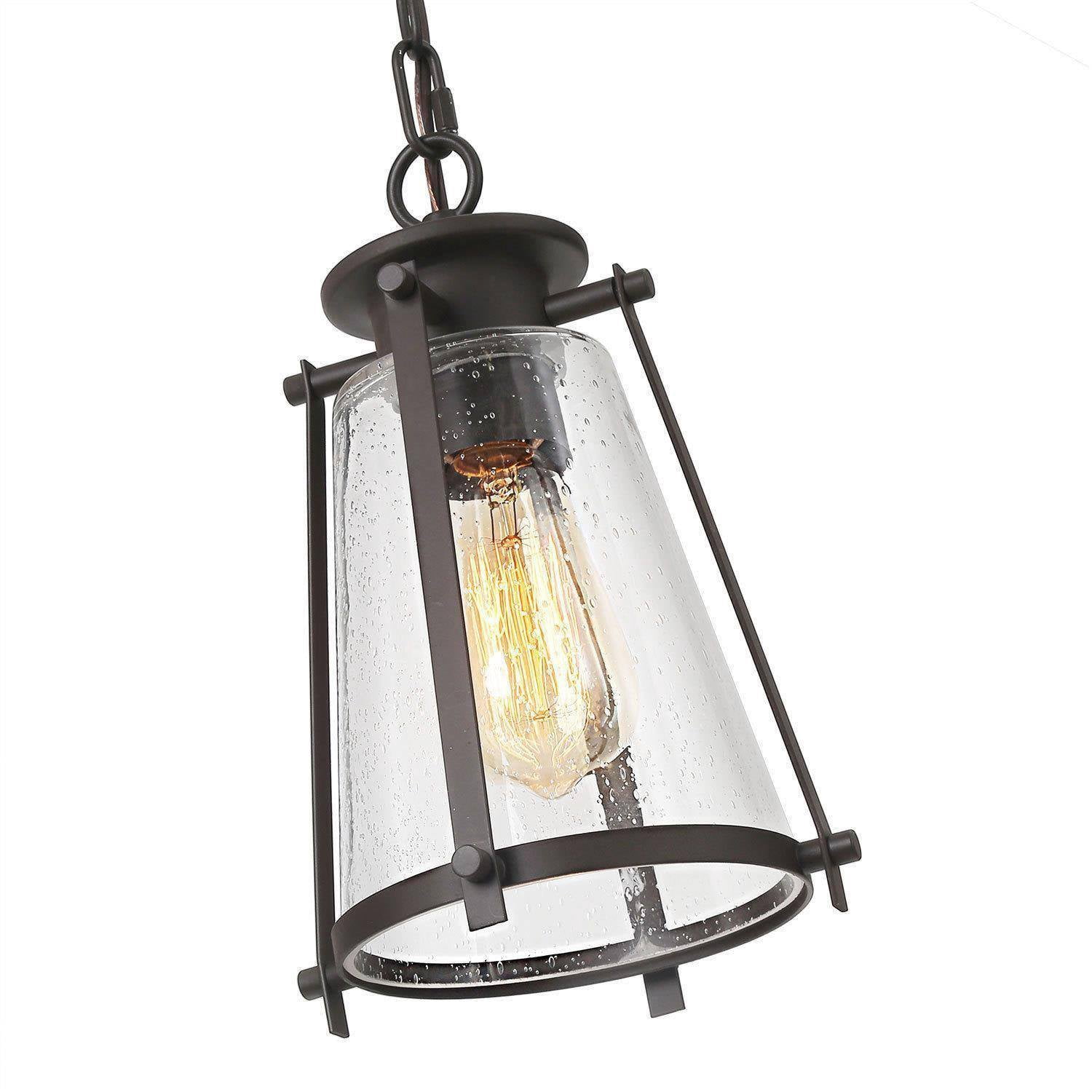 LNC Modern Oil Rubbed Bronze Mini Pendant with Seeded Glass, LED Kitchen Island Light