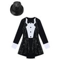 thumbnail image 3 of YEAHDOR Kids Girls Bow Tie Tuxedo Gymnastic Leotard Shiny Sequins Jazz Latin Dance Costume Black-B 12, 3 of 7