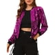 thumbnail image 1 of Chaqueta de lentejuelas para mujer INSPIRE CHIC con cierre de cremallera y bolsillos ocultos, chaqueta bomber S fucsia, 1 of 8