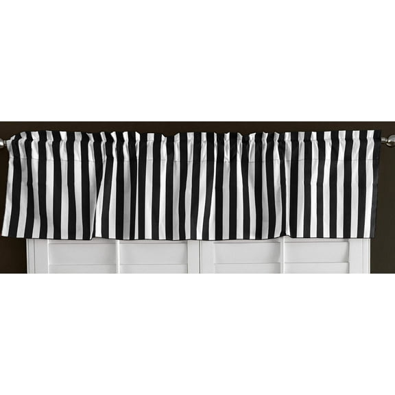 Cotton Window Valance Stripe Print 58 Inch Wide / 1 Inch Stripe Black and White