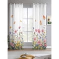 thumbnail image 2 of Wild Flowers Sheer Curtains 84 Inch Length 2 Panels Set for Living Room/Bedroom, Spring Butterfly Watercolor Country Floral Kitchen Curtains Grommet Semi-Sheer Curtains Window Treatments 42"x84"x2, 2 of 7