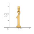 thumbnail image 3 of Auriga 14K Yellow Gold Polished Number 1 Pendant for Women (Length - 18.83 mm, Width - 4.22 mm), 3 of 6