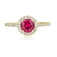 thumbnail image 2 of AVORA 10K Yellow Gold July Birthstone- Ruby with Simulated Diamond CZ Halo Fashion Ring  - Size 6.5, 2 of 6