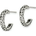 thumbnail image 2 of Sterling Silver Antique Post Hoop Earrings (16 X 16) Made In India qe8597, 2 of 5