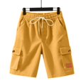 thumbnail image 2 of WTOBBY Men's Corduroy Cargo Bermuda Shorts with Elastic Drawstring Waist, Outdoor Athletic Loose Fit for Summer Sports Activities ,Yellow XL, 2 of 5