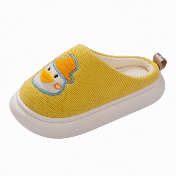 HCNTES Kids Toddler Slippers Baby Boys Girls Cute Cartoon Design House Shoes Children's Non Slip Soft Winter Fuzzy Indoor Slipper(Yellow,8.5)
