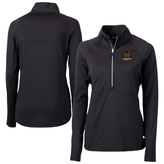 Women's Cutter & Buck  Black Houston Dynamo FC Adapt Eco Knit Stretch Recycled Half-Zip Top