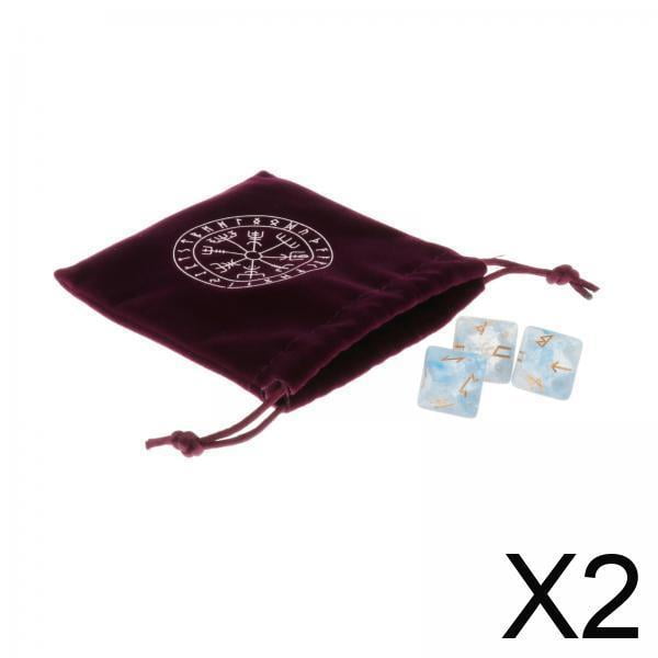 2xDurable Sky Rune Exquisitos Dados De Adivinación Para Juegos De Mesa Juego De Dados Estilo 4 Con Bolsa