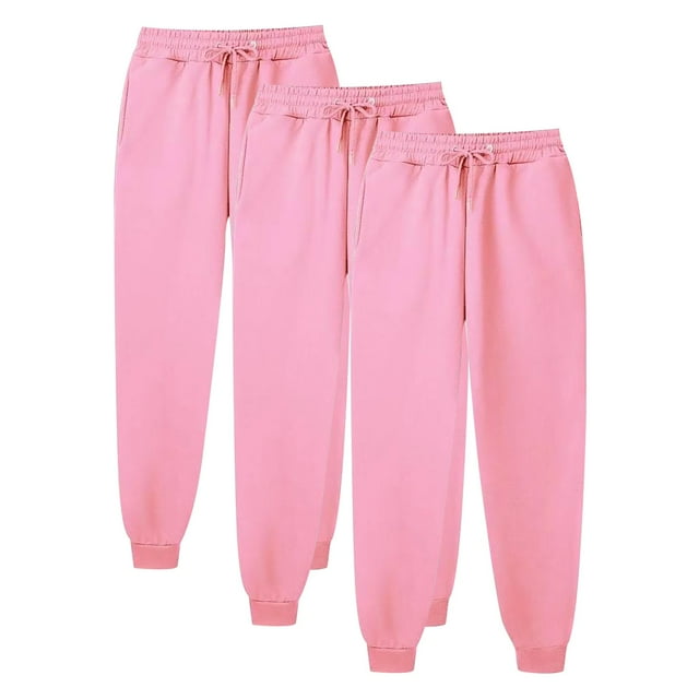 Yuyuzo 3pc Plus Size Sweatpants for Women Elastic Drawstring High Waist Cinch Bottom Joggers Trackpants with Pockets
