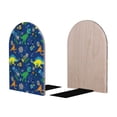 thumbnail image 2 of Lsque Dinosaur In Space Printed Wood Bookends,Non-Skid Bookend for Shelves,Heavy Duty Support Bookends,Non-Slip Foam Pads for Office, Home, and Library,1 Pair, 2 of 8