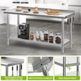 thumbnail image 3 of YINTATECH 60" x 24" Stainless Steel Table for Prep,NSF Commercial Heavy Duty Table with Undershelf for Home Kitchen Restaurant Garage Warehouse, 3 of 5