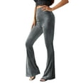 thumbnail image 3 of Luiryar Women's Juniors Corduroy Elastic High Waist Flare Leg Palazzo Long Pants Trousers, 3 of 6