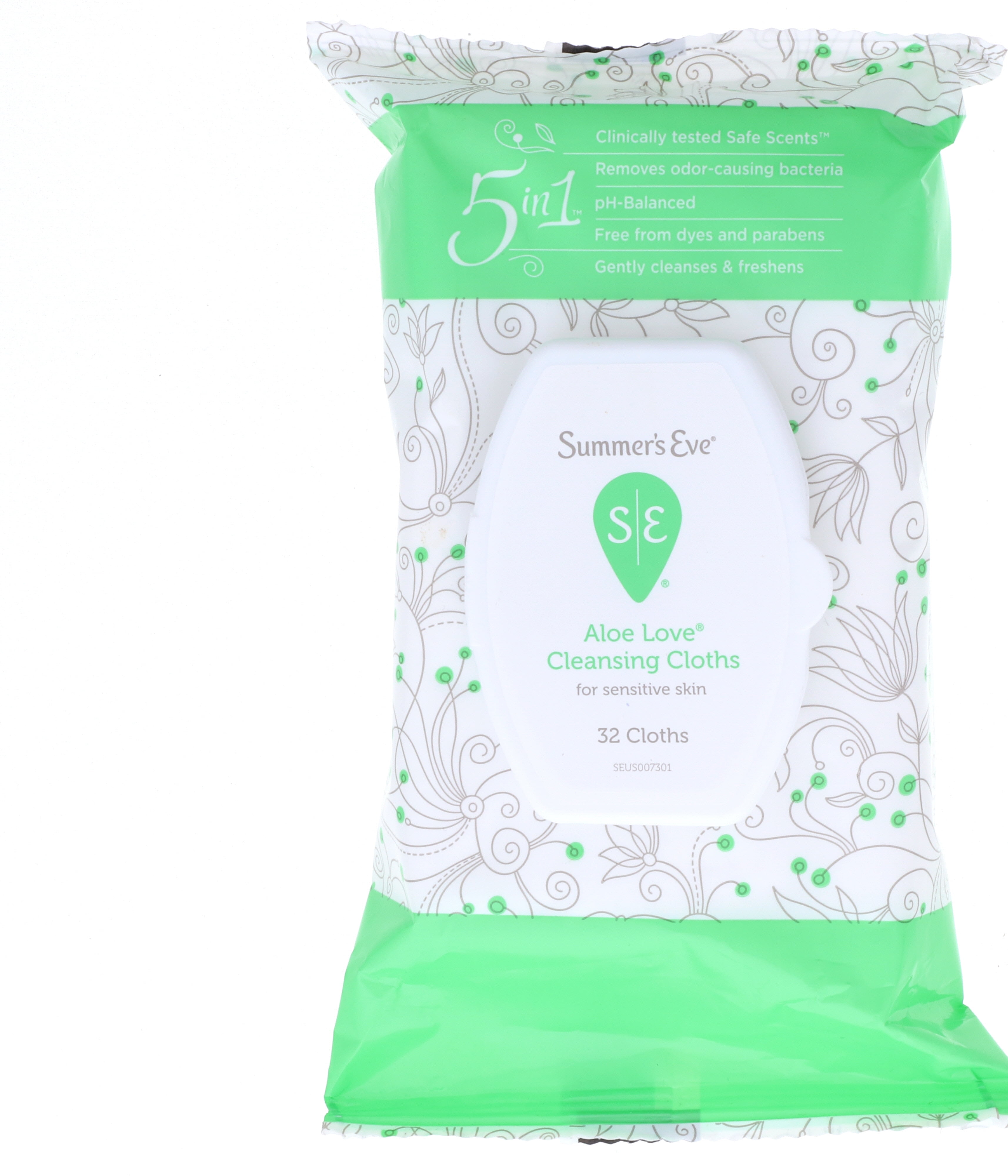 Summer's Eve Aloe Love Cleansing Cloths for Sensitive Skin, 32 Count 6 Pack