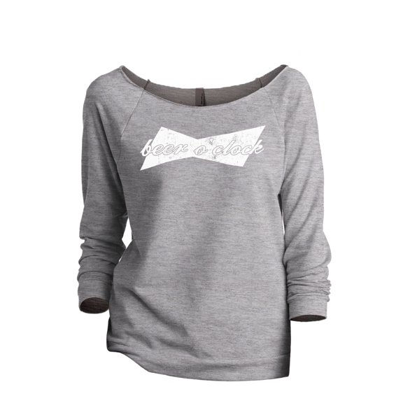Beer O'Clock Women's Fashion Slouchy 3/4 Sleeves Raglan Sweatshirt Sport Grey Small