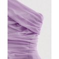 thumbnail image 4 of Lilac Purple Ruched One Shoulder Bodycon Midi Dress, Elegant Evening Dress For Women, 4 of 5