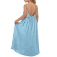 thumbnail image 5 of CCRFTGI Sleeveless Dresses for Kids Girls Size 7 Cute Cami Backless Lounge Dresses Summer Spaghetti Strap Holiday Flowy Vacation Dresses Light Blue 3-4 Years, 5 of 7