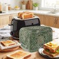 thumbnail image 3 of Toaster Cover 2 Slice, Teal Boho Dustproof Bakeware Oven Protector with Top Hook, Ehtnic Modern Geometric Abstract Art Waterproof Small Kitchen Appliance Toasters Dust Cover, 11"x6"x8", 3 of 9